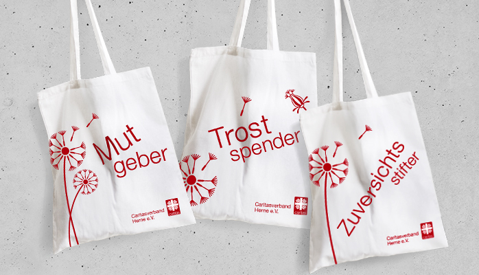 Taschen Mobiles Hospiz mit den Motiven Mutgeber, Trostspender, Zuversichtsstifter